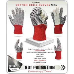 Polka Dot Cotton Drill Gloves NH16