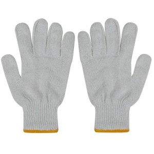 Cotton Bleached White &amp; Gray Glove NH22