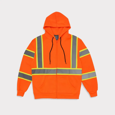 Q&Q Class 3 Type-R Zip-Up Safety Hoodie – High Visibility & Maximum Comfort