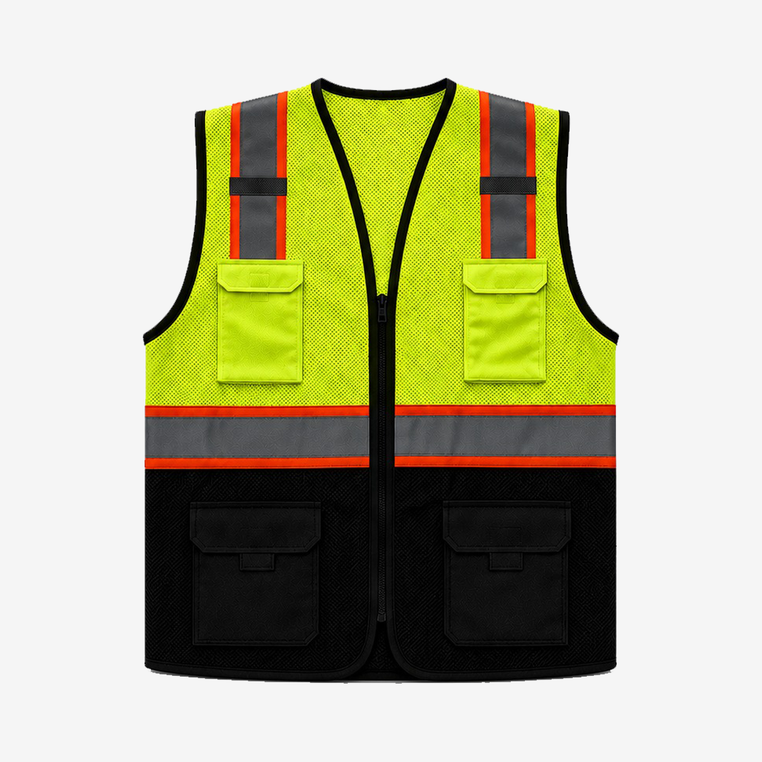 Neon Green & Black Meshnet Hi-Vis Safety Vest SVYB1213