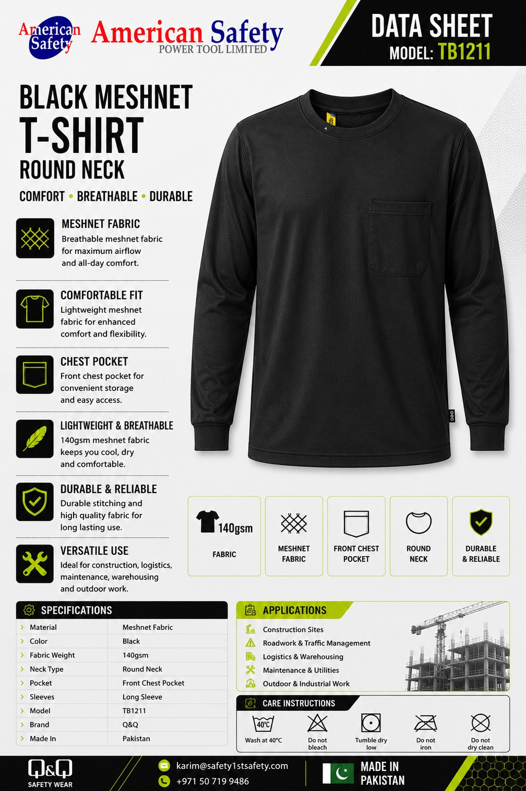 Black Meshnet T-Shirt Round Neck TB1211 - Image 2